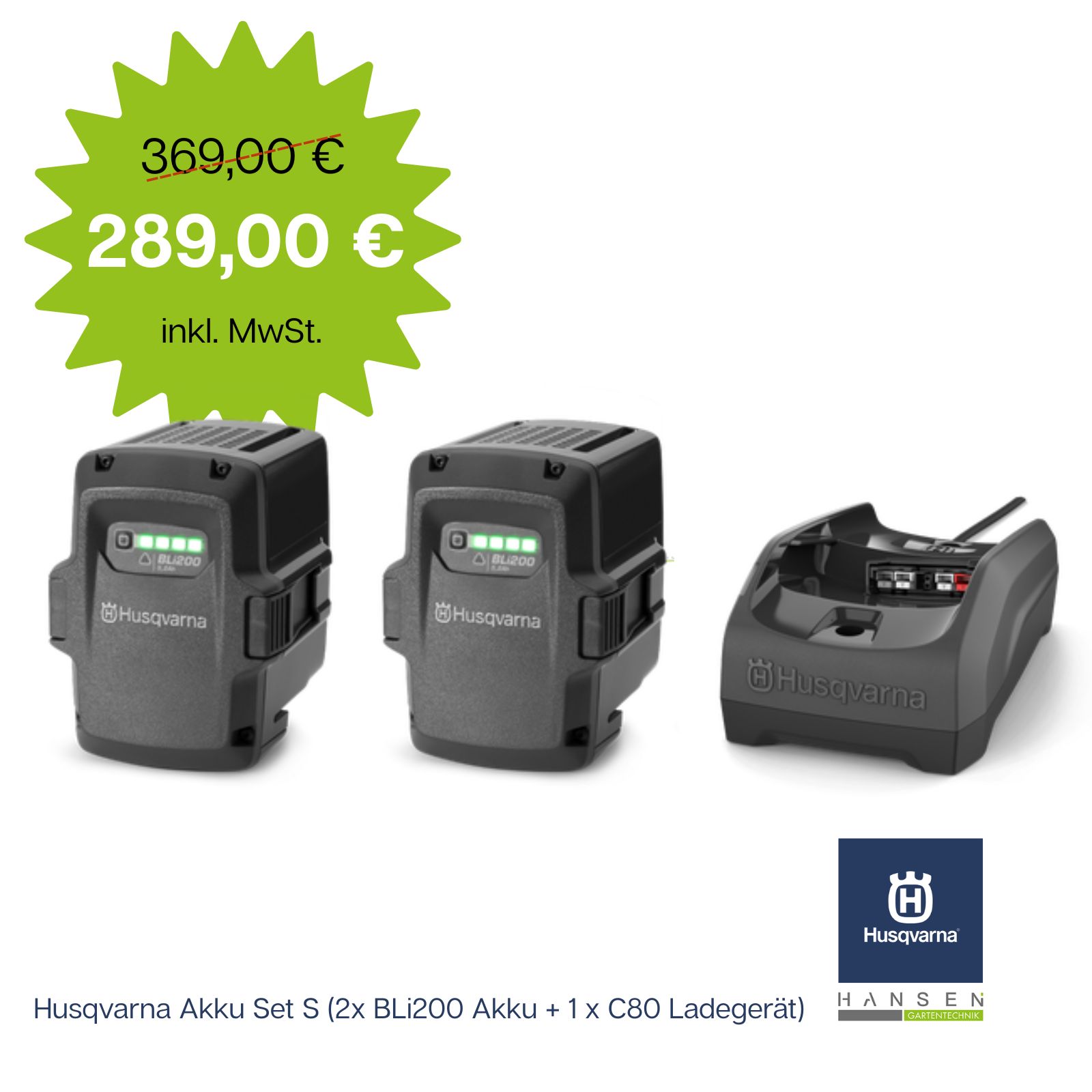 Angebot: Akku-Set S Husqvarna (2xBLi200 + 1x C80)